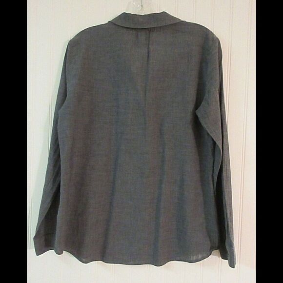 Eileen Fisher cotton & linen blouse blue/gray Small - Picture 2 of 6